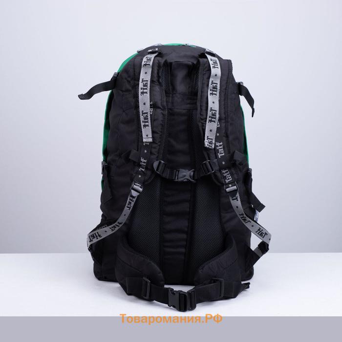 Рюкзак туристический, Taif, 65 л, отдел на молнии, 3 наружных кармана, цвет чёрный/зелёный/серый