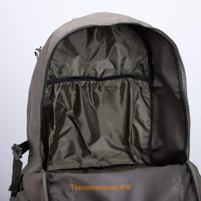 Рюкзак туристический, Taif, 65 л, отдел на молнии, 3 наружных кармана, цвет оливковый
