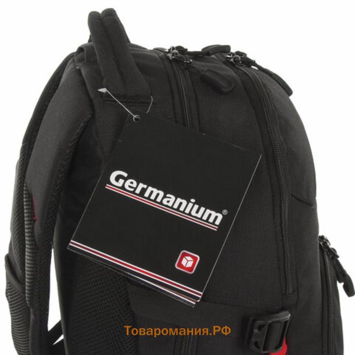Рюкзак GERMANIUM "S-06" универ, уплотненная спинка, облегченный, черн, 46х32х15 см, 226953