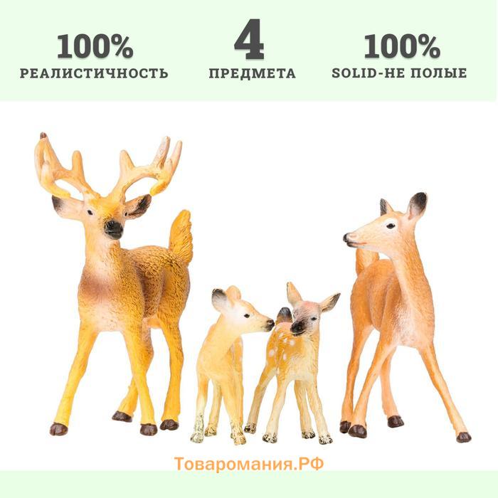 Набор фигурок «Мир диких животных: семья оленей», 4 предмета