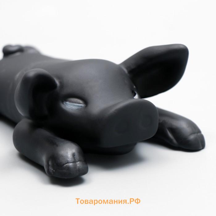 Игрушка пищащая "Свинья" для собак, 13 см, чёрная