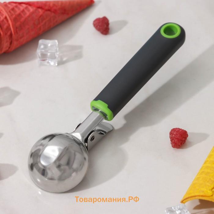 Ложка для мороженого  Lime, 20×5.3 см, чёрно-зелёная
