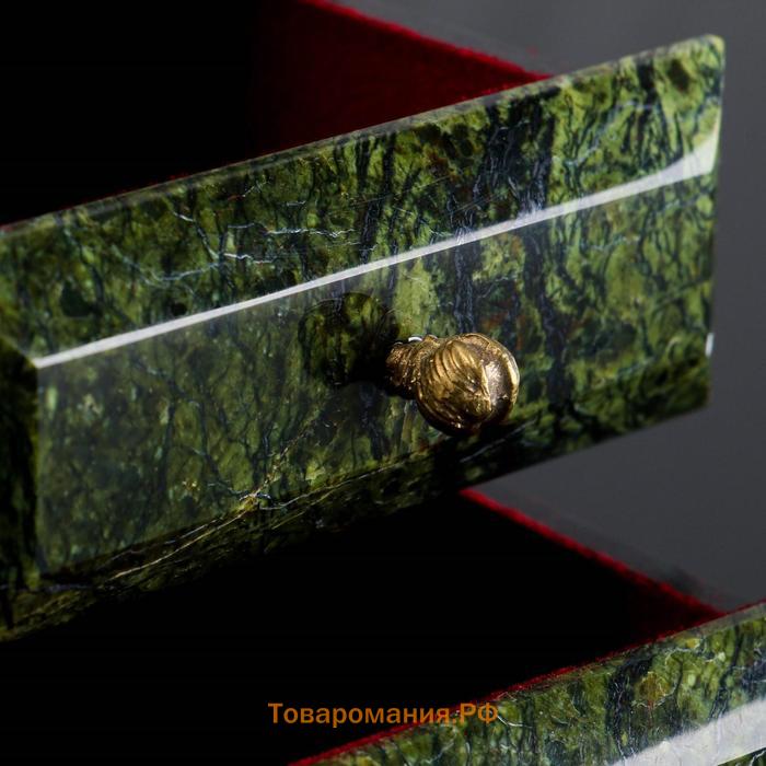 Ларец "Комод", 23х12,5х15 см, натуральный камень, змеевик