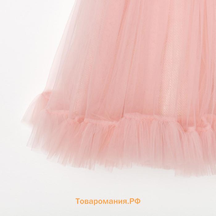 Новый год. Платье нарядное детское MINAKU: PartyDress со стойкой цвет розовый, р-р  122