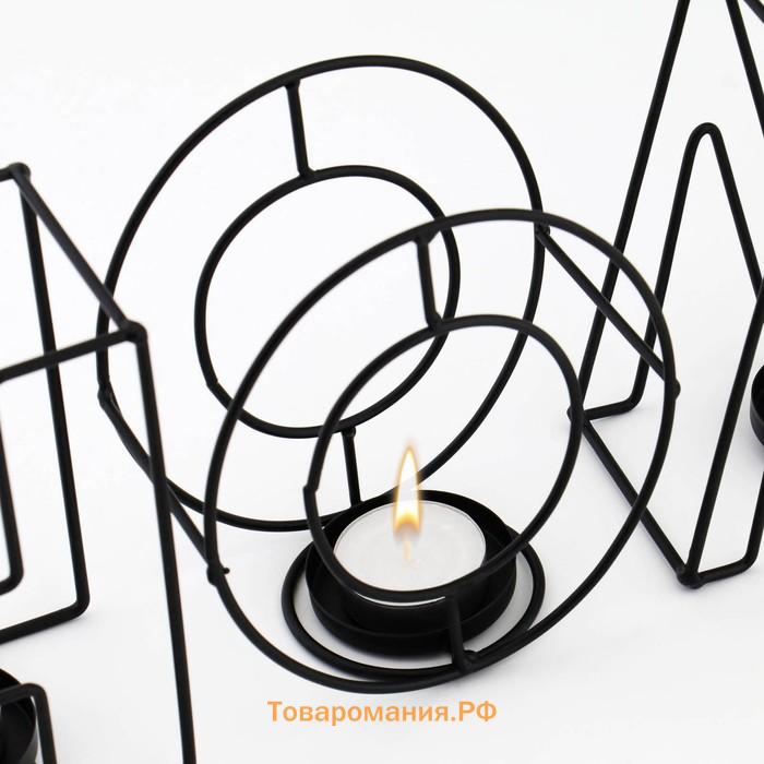 Подсвечник металлический на 4 свечи TAKE IT EASY, Home, 13.5×42 см, чёрный