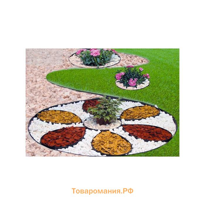 Садовый пластиковый бордюр, 55 мм, коричневый, 10 м + 30 кольев, «Манго»