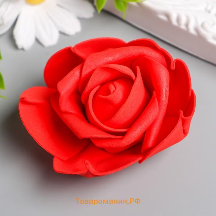 Декор для творчества "Красная роза с защипами на лепестках" d=8 см