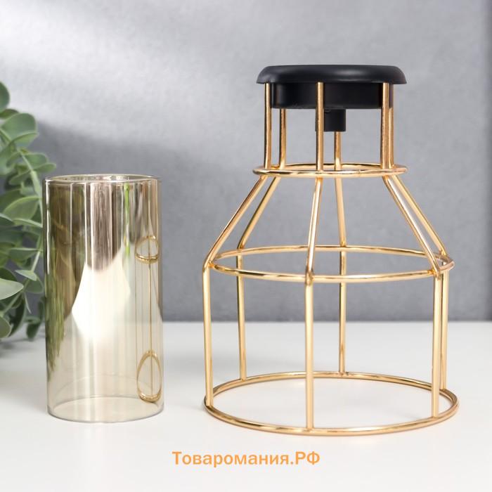 Подсвечник на 1 свечу «Лофт. Каркас», металл, стекло, золото, 21×11×11 см