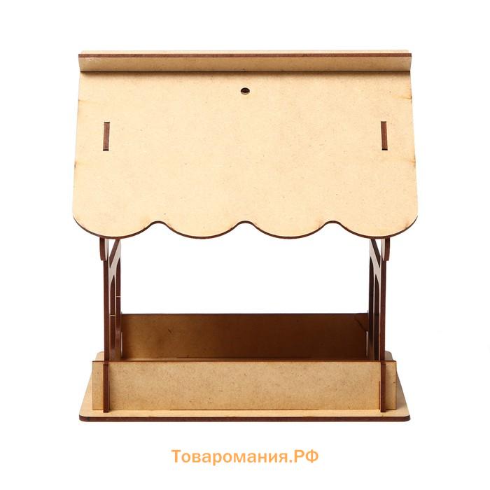 Кормушка - конструктор из ХДФ для птиц «Домик», своими руками, 16.5×12.5×19.5 см, Greengo