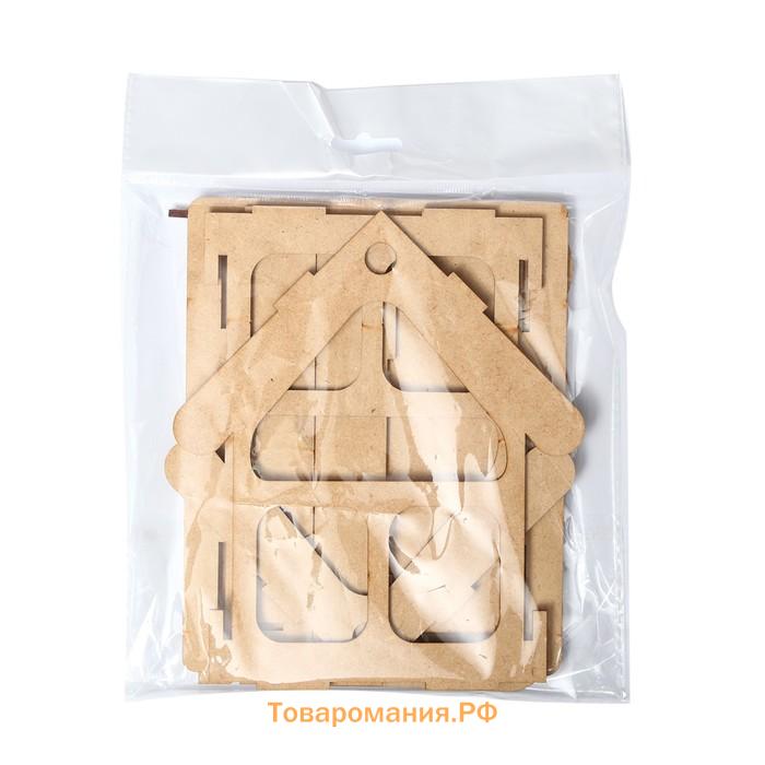 Кормушка - конструктор из ХДФ для птиц «Домик», своими руками, 16.5×12.5×19.5 см, Greengo
