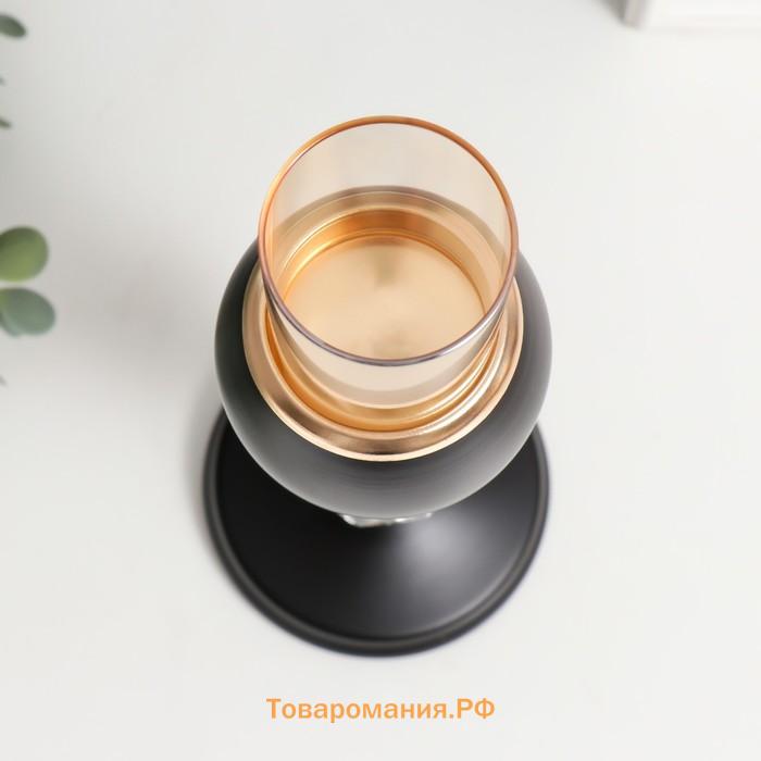 Подсвечник металл на 1 свечу «Кристалл и шар», золото, чёрный, 30×11×11 см
