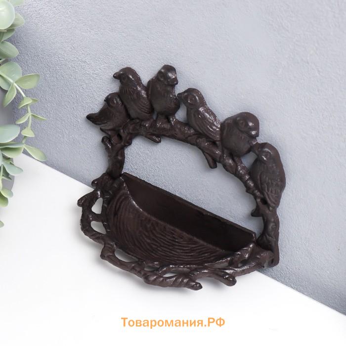 Фигурка-подставка для мелочей «Шесть птиц на корзине», чугун, 14.5×9×19 см