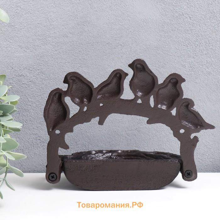 Фигурка-подставка для мелочей «Шесть птиц на корзине», чугун, 14.5×9×19 см