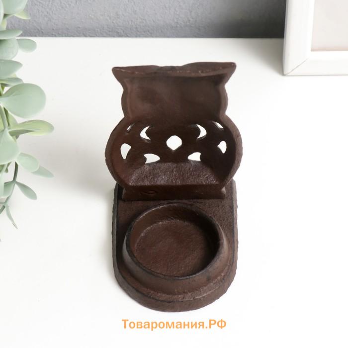 Металлический подсвечник на 1 свечу «Маленький филин», чугун, 10.5×8×6.5 см