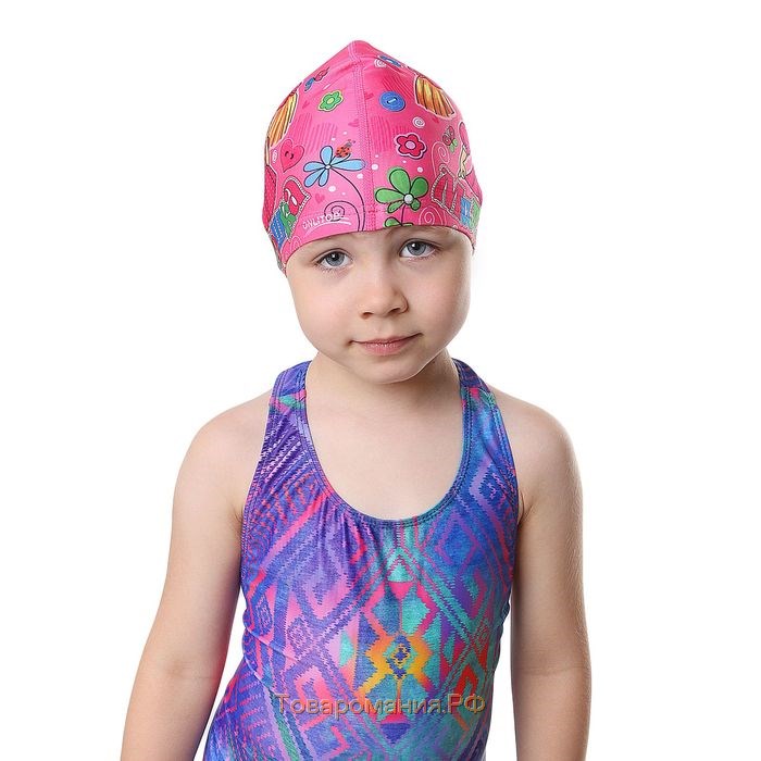 Шапочка для плавания детская ONLYTOP «Милашка», тканевая, обхват 46-52 см