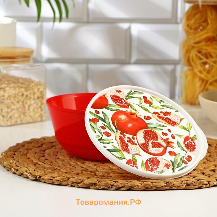 Набор мисок с крышкой Idiland «Гранат», 3 шт.: 1 л, 2 л, 3 л, пластик, красный