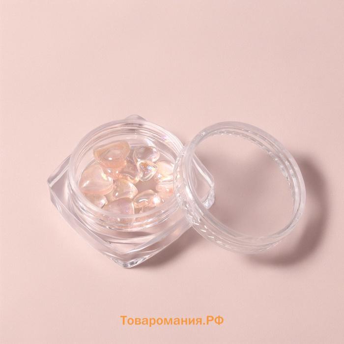 Фигурки для декора «Сердца», объёмные, с блёстками, полупрозрачные, розовые