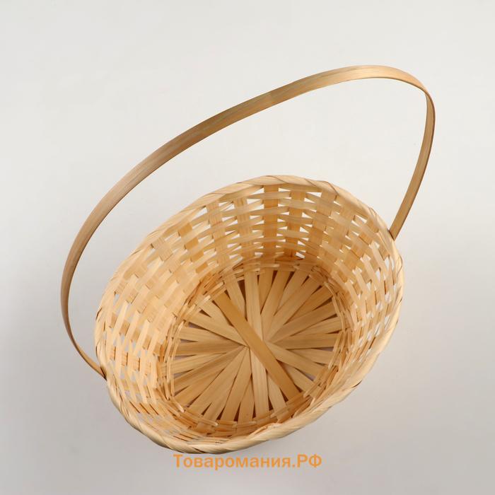 Корзина плетёная, 30×22×13 см, ручка h=36 см, бамбук, ива, натуральный цвет
