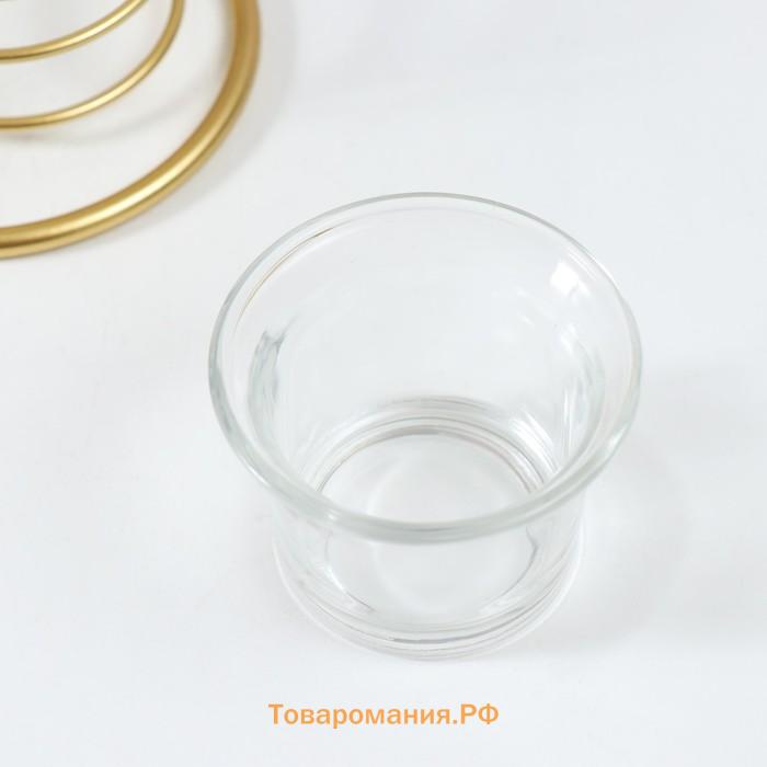 Подсвечник на 1 свечу «Золотые листья в круге», d=4.5 см, золото, 16×9.5×21 см