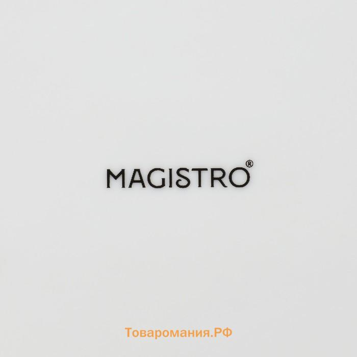 Блюдо для подачи с деревянной ручкой Magistro, 15×15 см, фарфор, белое