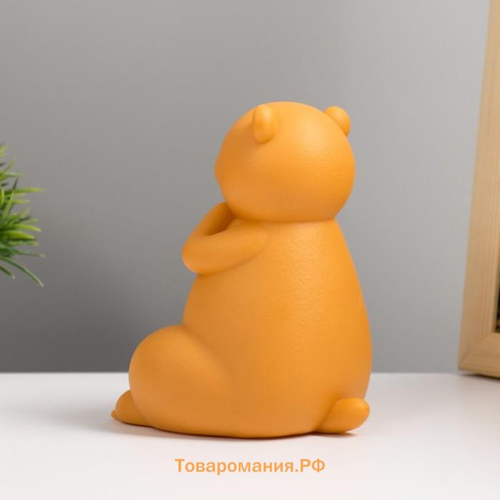 Фигурка светящаяся RISALUX «Влюбленный мишка», LED-ночник, 3×LR44, жёлтый, 10×9×12.5 см