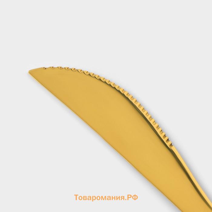 Набор ножей столовых Magistro «Блинк», длина 22 см, 6 шт., нержавеющая сталь, золотистый