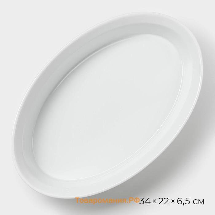 Форма для выпечки Magistro White gloss, 2.5 л, 34×22×6.5 см, жаропрочный фарфор, белая