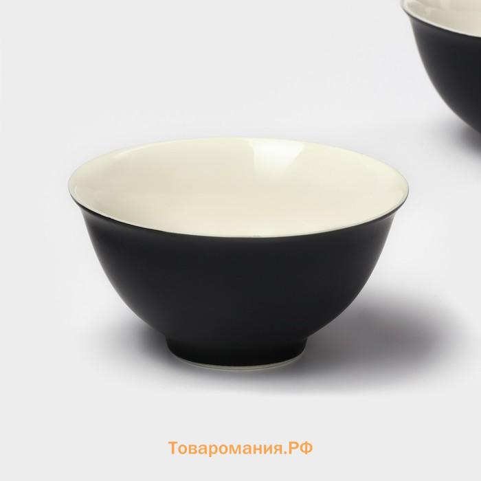 Салатники Magistro Matt black, 250 мл, 11.5×5.6 см, набор 2 шт., фарфор, чёрные, белые