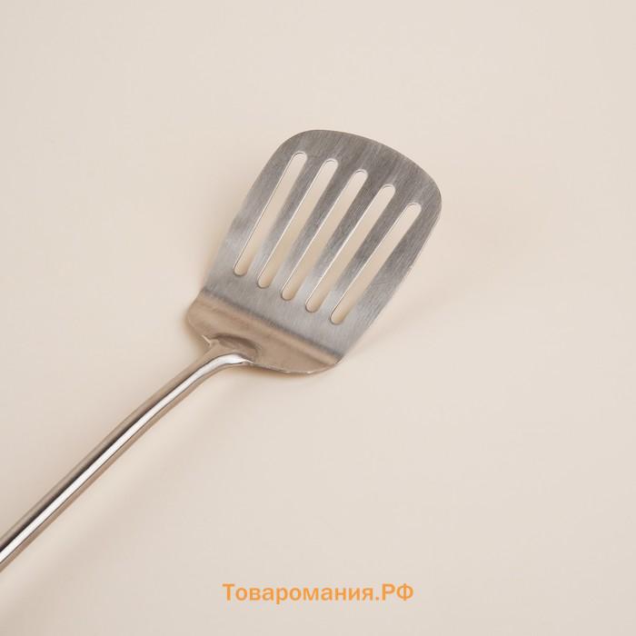 Лопатка перфорированная SL Home «Рустик», 39.5×8 см, нержавеющая сталь, серебристая