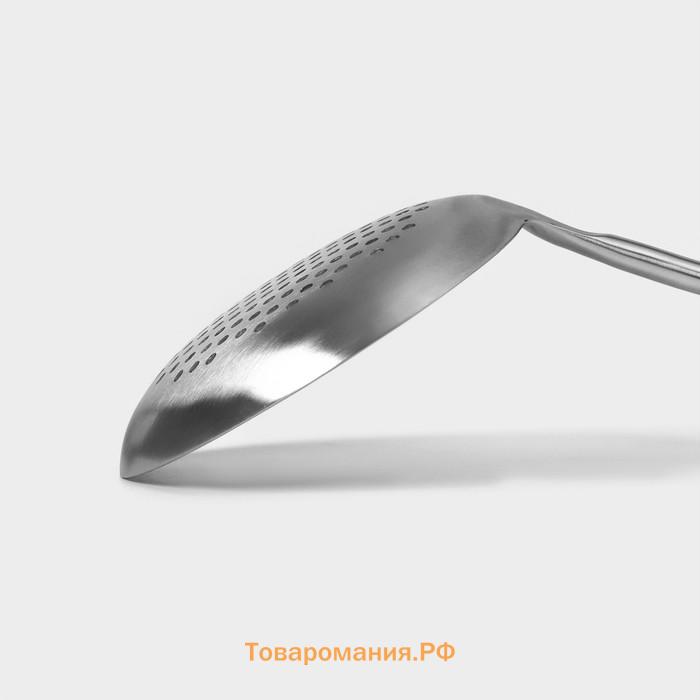 Шумовка Magistro Luxe, 37×12.5 см, нержавеющая сталь, цвет серебряный