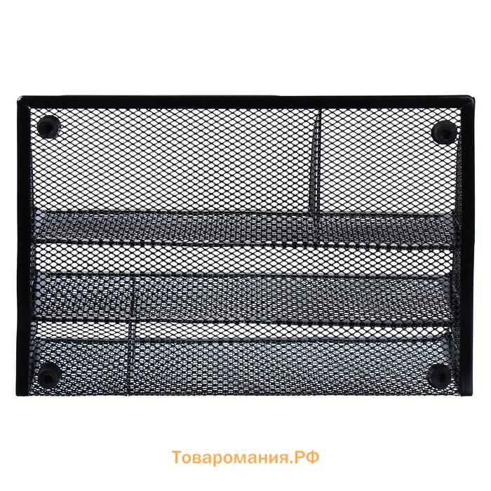 Подставка для канцелярских принадлежностей, 5 отделений, сетка, металл, чёрная