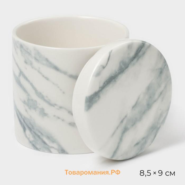 Сахарница Magistro Real Marble, 250 мл, 8.5×9 см, фарфор, белая