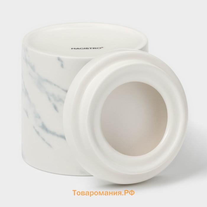 Сахарница Magistro Real Marble, 250 мл, 8.5×9 см, фарфор, белая