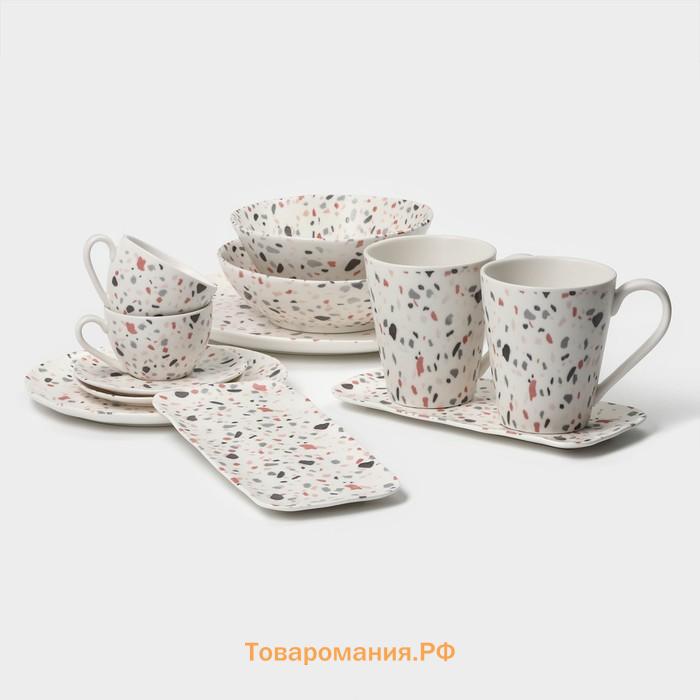 Салатники Magistro Terazzo, 700 мл, 16×7.4 см, набор 2 шт., фарфор, белые
