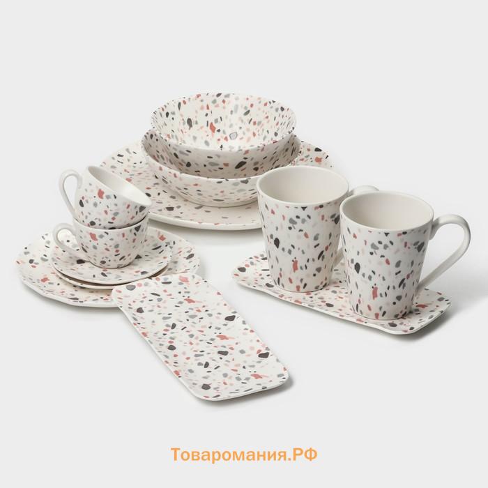 Салатники Magistro Terazzo, 700 мл, 16×7.4 см, набор 2 шт., фарфор, белые