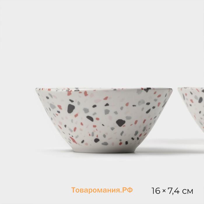 Салатники Magistro Terazzo, 700 мл, 16×7.4 см, набор 2 шт., фарфор, белые