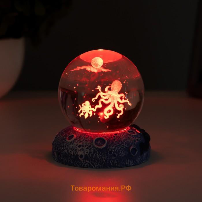 Фигурка светящаяся RISALUX «Осьминоги», LED-ночник, 1 Вт, USB, 6×6×8 см