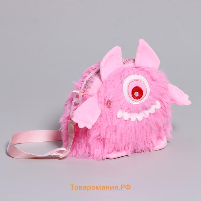 Сумка детская «Монстрик», 18 см, розовая