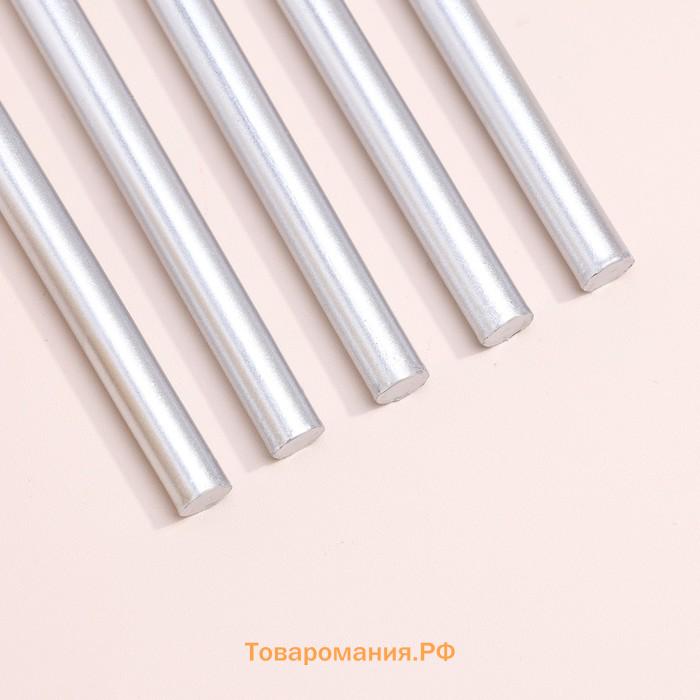 Свеча для торта «Спарк», 12 шт., 8 см, серебряный металлик
