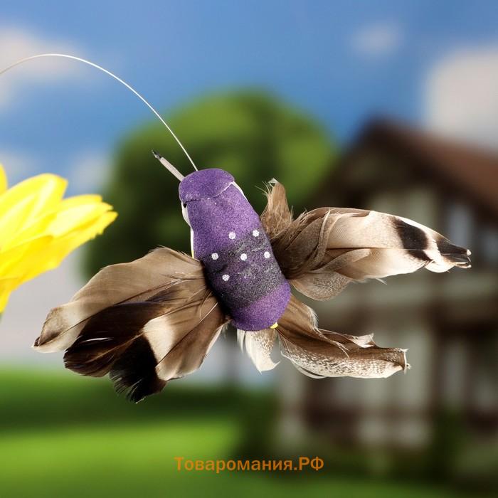 Штекер летающий «Подсолнух с птичкой», на солнечной батарее, МИКС
