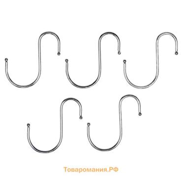 Крючки для рейлинга , d=2.4 см, 7 см, 5 шт., хромированные