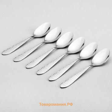 Набор ложек чайных  «Соты», длина 15 см, 6 шт., нержавеющая сталь, серебристый