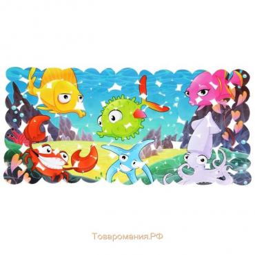 Коврик противоскользящий в ванну на присосках «Яркие рыбы», 35×68 см