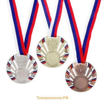 Медаль под нанесение серебро 040, d=7 см, с лентой