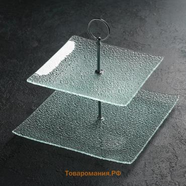 Этажерка-фруктовница квадратная  «Акцент», 2 яруса, 25×22 см, стекло