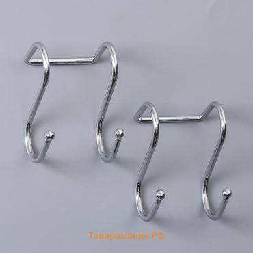 Крючок для рейлинга двойной, d=2.5 см, 6 см, хромированный