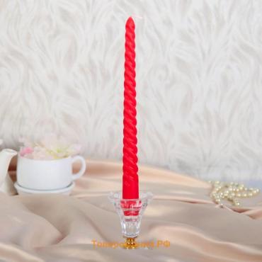 Свеча витая, 2,2х 25  см, лакированная красная