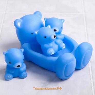Набор резиновых игрушек для ванны «Мыльница: Мишки»,14 см, с пищалкой, 4 шт, цвет МИКС, Крошка Я
