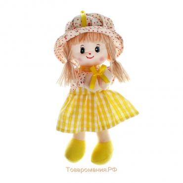 Мягкая кукла «Девочка», панамка в горошек, цвета МИКС