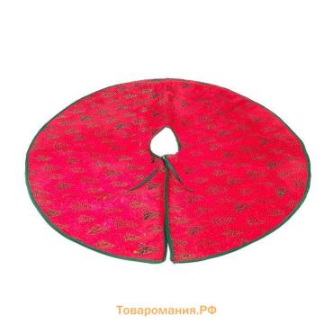 Коврик под ёлку «Ёлочки в снежинках» d=75 см, красно-зелёный